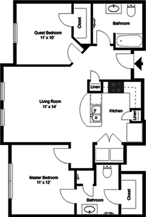 Mustang - Two Bedroom / Two Bath - 932 Sq. Ft.*