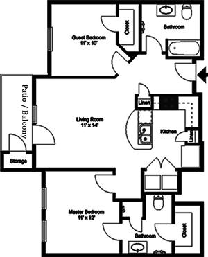 Appaloosa - Two Bedroom / Two Bath - 932 Sq. Ft.*
