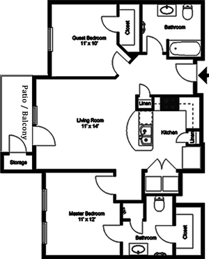 Three Bedroom / Two Bath - Townhome Bi-Level - 1,306 Sq. Ft.*